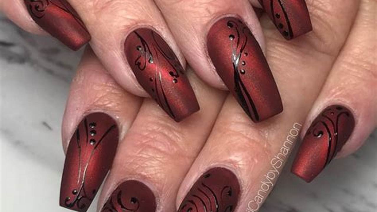 Burgundy Chrome Nails and Nail Art Automne for Fall Inspiration